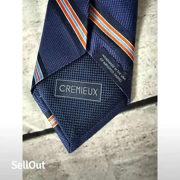 Cremieux Men's Navy Multi Stripe Silk Tie Classic Length - Picture 2 of 4